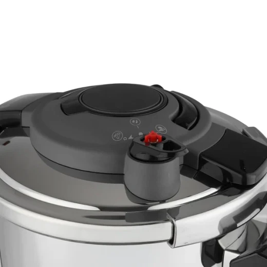 Korkmaz Stainless Steel 7 Liter Pressure Cooker for Efficient and Healthy Cooking Silver Black with Advanced Safety Features and Easy Pour Rim - Korkmaz - Image 2