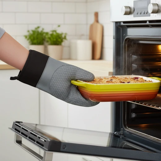 Arshia Gray Heat-Resistant Silicone Glove with Non-Slip Grip, Flexible Fit, and Durable Design for Safe Cooking, Baking, and Grilling Protection - Arshia - Image 2