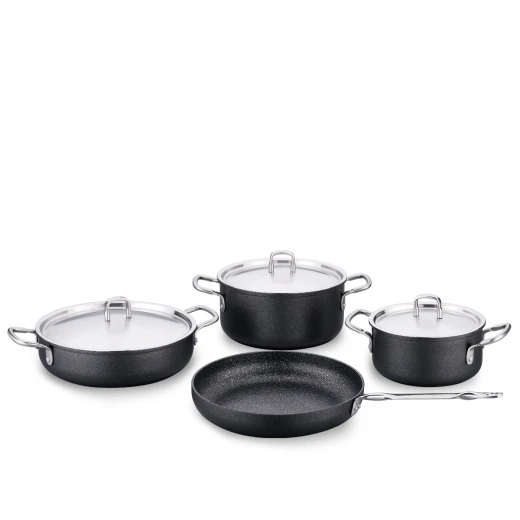 Korkmaz Doria Volkanit Granite 7 Piece Cookware Set with Deep Casserole Frypan and Low Casserole Korkmaz Doria Volkanit Granite 7 Piece Cookware Set with Deep Casserole Frypan and Low Casserole