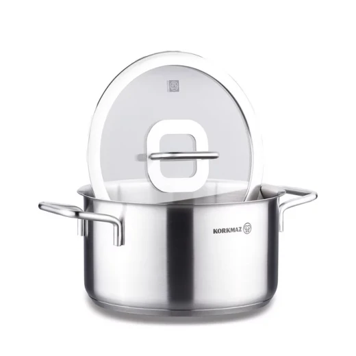 Korkmaz Stella 20x11 cm Stainless Steel Pot with Lid 3.4 Liter Capacity Grey - Korkmaz - Image 3