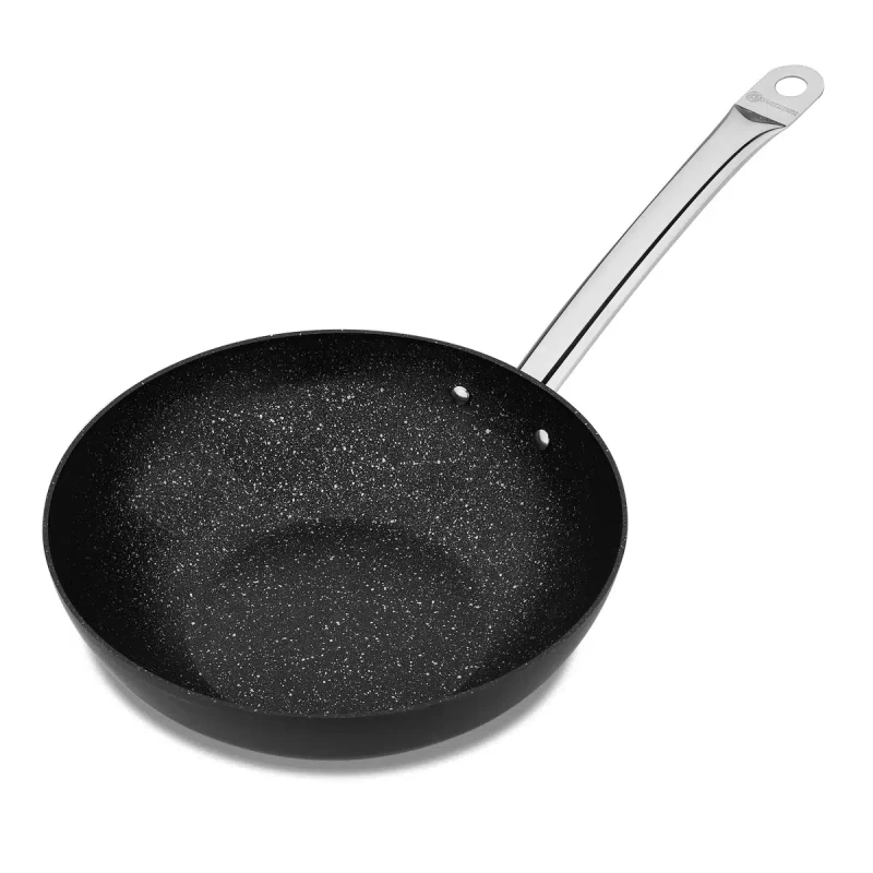 Korkmaz Proline Nero Wok 32cm Non-Stick Induction Compatible with Volcanic PTFE Coating - Korkmaz