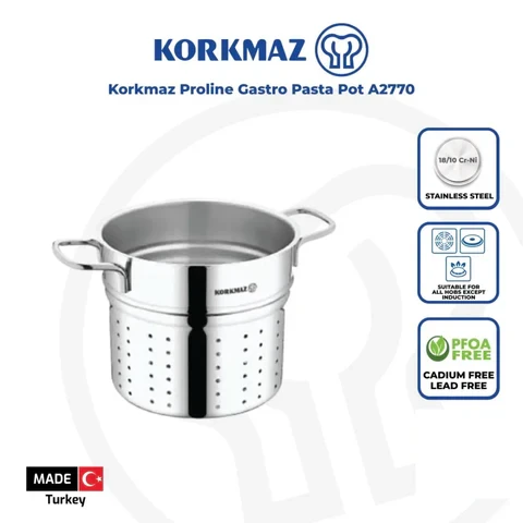 Korkmaz PROLINE 20 cm Pasta Insert for Pots Stainless Steel Perforated Steamer Basket - Korkmaz - Image 2