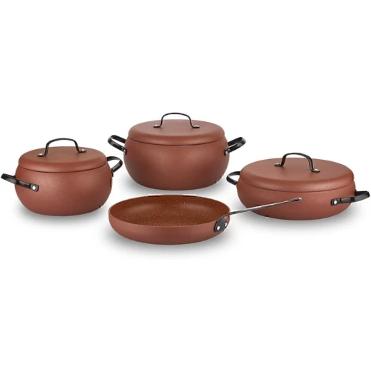 Korkmaz A2657 7-Piece Aluminum Cookware Set with Nonstick Granite Coating Brown Korkmaz A2657 7-Piece Aluminum Cookware Set with Nonstick Granite Coating Brown