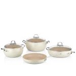 Korkmaz Mondea 7 Piece Volkanit Granite Cookware Set Black Scratch Resistant Non Stick - Korkmaz