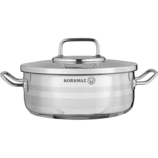 Korkmaz Astra2 Low Casserole 30cm 7.5L Stainless Steel Induction Compatible - Korkmaz - Image 3