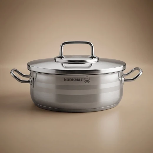 Korkmaz Astra 2 Stainless Steel Pot with Lid 6 Liters 28 cm Silver Cookware for Home and Professional Kitchens - Korkmaz - Image 4