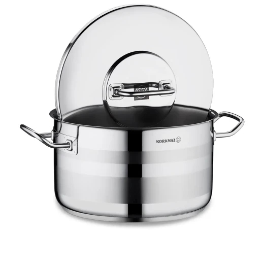 Korkmaz Astra 2 Stainless Steel Pot 40 cm Silver Durable Cookware for Home and Professional Kitchens - Korkmaz - Image 3