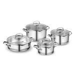 Korkmaz Estema Stainless Steel Cookware Set 8 Pieces Silver for Professional Kitchens - Korkmaz