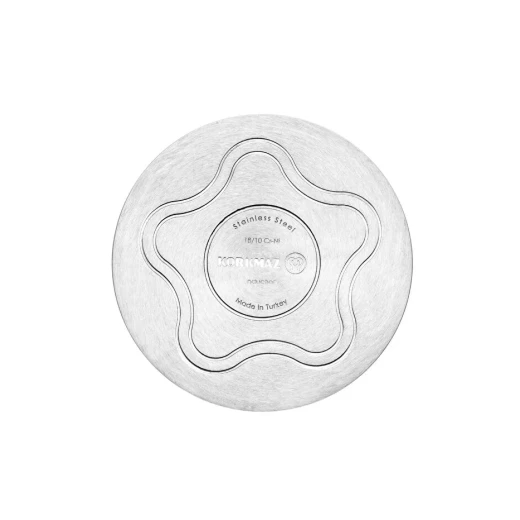 Korkmaz Perla 22x11 cm Deep Stainless Steel Stock Pot with Tempered Glass Lid Induction Compatible - Korkmaz - Image 3