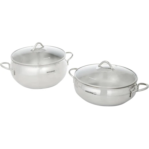 Korkmaz Stainless Steel 9 Piece Cookware Set Tombik Style Induction Compatible Silver - Korkmaz - Image 8