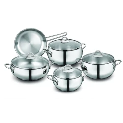 Korkmaz Stainless Steel 9 Piece Cookware Set Tombik Style Induction Compatible Silver