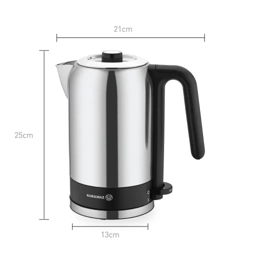 Korkmaz Tria Electrical Kettle 1.6 Liter 1650W 1960W Stainless Steel Energy Saving Automatic Shut Off - Korkmaz - Image 4