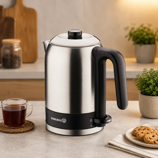 Korkmaz Tria Electrical Kettle 1.6 Liter 1650W 1960W Stainless Steel Energy Saving Automatic Shut Off - Korkmaz - Image 2