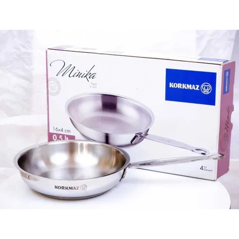 Korkmaz Minika 16x4 cm Stainless Steel Frying Pan with Super Capsule Base - Image 3
