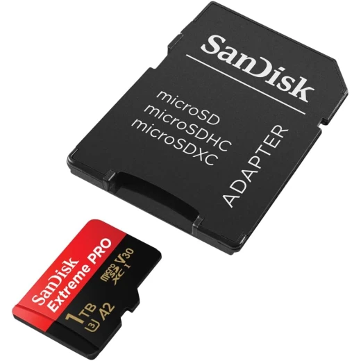 بطاقة SanDisk Extreme PRO microSDXC UHS-I بسعة 1 تيرابايت مع محول SD للهواتف الذكية، كاميرات الحركة، الطائرات بدون طيار، سرعات قراءة تصل إلى 200 ميجابايت/ثانية، أداء تطبيقات A2، RescuePro Deluxe - سانديسك - Image 3