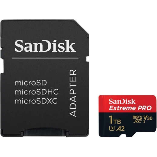 بطاقة SanDisk Extreme PRO microSDXC UHS-I بسعة 1 تيرابايت مع محول SD للهواتف الذكية، كاميرات الحركة، الطائرات بدون طيار، سرعات قراءة تصل إلى 200 ميجابايت/ثانية، أداء تطبيقات A2، RescuePro Deluxe - سانديسك - Image 2