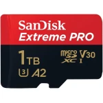 بطاقة SanDisk Extreme PRO microSDXC UHS-I بسعة 1 تيرابايت مع محول SD للهواتف الذكية، كاميرات الحركة، الطائرات بدون طيار، سرعات قراءة تصل إلى 200 ميجابايت/ثانية، أداء تطبيقات A2، RescuePro Deluxe - سانديسك