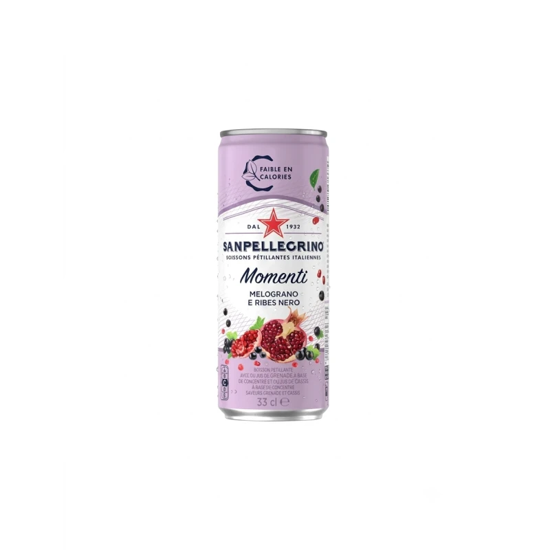 San Pellegrino SP Momenti Pomegranate and Blackcurrant Flavored Sparkling Drink 330 ml Can - San Pellegrino