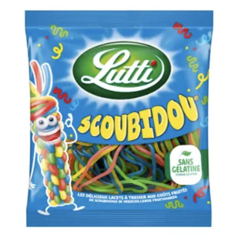 Lutti Scoubidou Gummy Candy Assorted Flavors in Convenient Plastic Packaging for Sharing and Snacking - Lutti