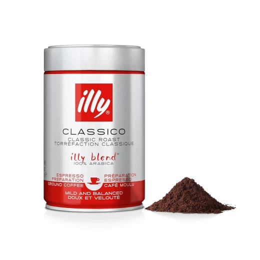 Illy Medium Roast Fine Grind Ground Coffee 250g Can Delicious Taste Caffeinated Illy Medium Roast Fine Grind Ground Coffee 250g Can Delicious Taste Caffeinated