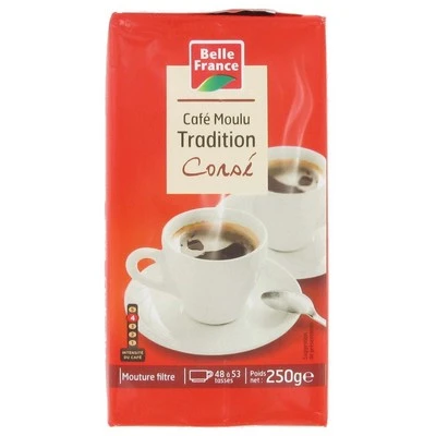 Belle France Tradition Corsé Ground Coffee 100% Robusta Vacuum Packed 250g Belle France Tradition Corsé Ground Coffee 100% Robusta Vacuum Packed 250g