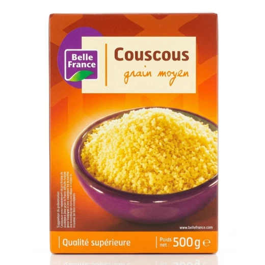 Belle France Medium Durum Wheat Semolina Couscous 500g Pack for Authentic French Cuisine Preparation Belle France Medium Durum Wheat Semolina Couscous 500g Pack for Authentic French Cuisine Preparation