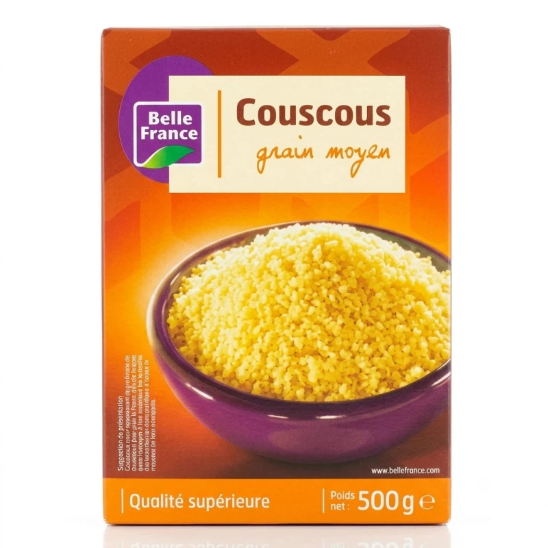 Belle France Medium Durum Wheat Semolina Couscous 500g Pack for Authentic French Cuisine Preparation - Belle France
