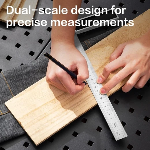 Deli Measuring Implement Stainless Steel Ruler 300mm Angle Square - Deli - Image 7