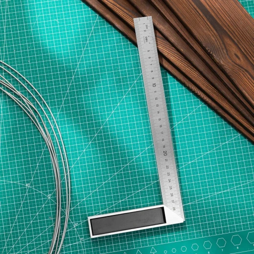 Deli Measuring Implement Stainless Steel Ruler 300mm Angle Square - Deli - Image 2