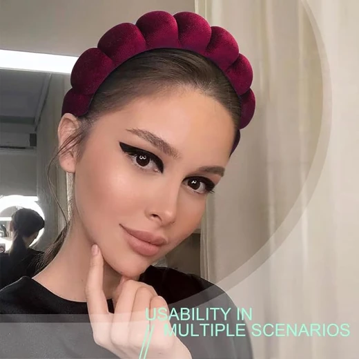 طوق رأس أيشا المخملي الأبيض لغسل الوجه والمكياج والعناية بالبشرة وتنظيف الوجه - متجر وتين - Image 3