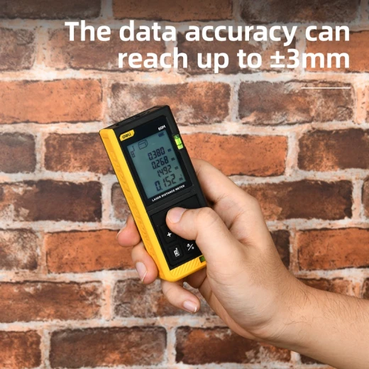 Deli EDL4168 Laser Distance Meter 60m Digital Range Finder with Backlit LCD Screen, Accurate Measurement Tool for Construction and DIY Projects, 2 AAA Batteries Included - Deli - Image 2