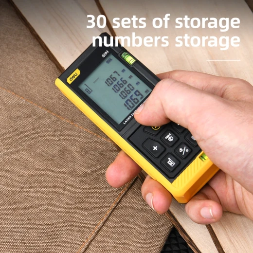 Deli EDL4168 Laser Distance Meter 60m Digital Range Finder with Backlit LCD Screen, Accurate Measurement Tool for Construction and DIY Projects, 2 AAA Batteries Included - Deli - Image 3