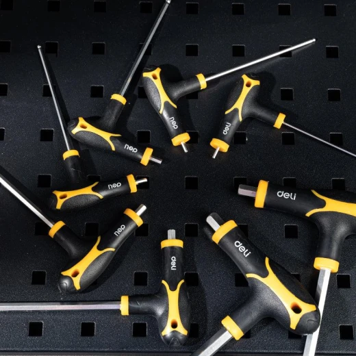طقم مفاتيح سداسية الرأس على شكل حرف T من ديلي تولز، 8 قطع، برأس كروي، فولاذ كروم فاناديوم للميكانيكيين - ديلي - Image 3