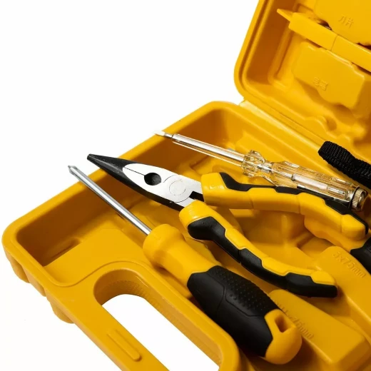 Deli Tools 8 Piece Household Tool Set with Ergonomic Handles, Yellow Color, Ideal for Home Repairs and DIY Projects - Deli - Image 4