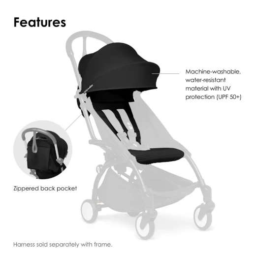 مجموعة مقاعد عربة الأطفال Stokke YOYO³ 6+ - أسود، خفيفة الوزن، متوافقة مع هيكل YOYO، سهلة الطي، تصميم مريح وأنيق للأطفال الصغار - ستوكي - Image 3