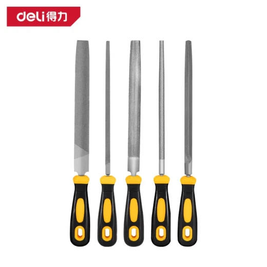 Deli DL352085 5 Piece 8 Inch Needle File Set with Handle for Metalworking and DIY Projects Deli DL352085 5 Piece 8 Inch Needle File Set with Handle for Metalworking and DIY Projects