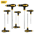 Deli EDL233108 T Handle Hex Wrench Set, 8 Piece Set, Constructed From Durable CR V Steel, Ideal for Precise Fastening and Loosening, Offering Comfort Grip for Extended Use - Deli