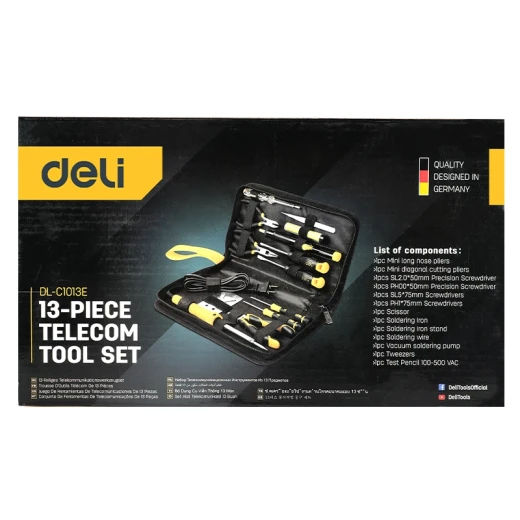 Deli 13 Piece Electrician Tool Set, Complete Home Repair Kit, Cloth Bag - Deli - Image 2