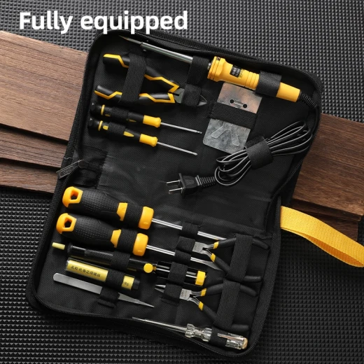 Deli 13 Piece Electrician Tool Set, Complete Home Repair Kit, Cloth Bag - Deli - Image 4