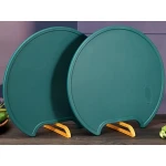 Whixant Round Green Double-Sided Cutting Board for Kitchen Use Food Grade PE+PP Material Non-Slip Handle Stand or Hang Storage 32cm x 8cm - Kitchen house