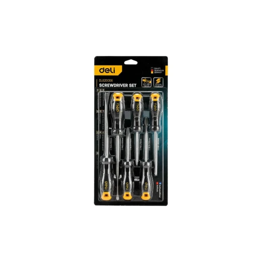Deli 6 Piece Screwdriver Set Alloy Steel Slotted and Phillips Head Precision Screwdrivers for Home and Professional Use Durable Construction with Comfortable Grip 6-Piece Set - Deli - Image 2