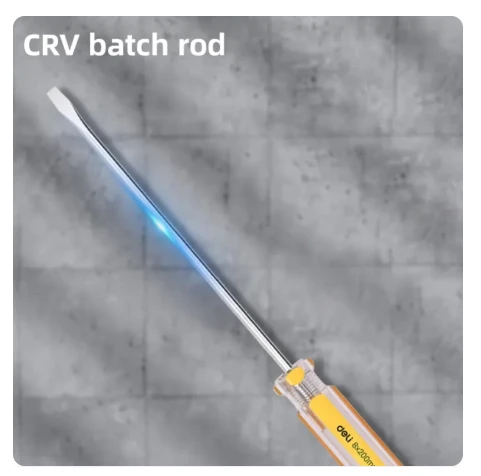 Deli Magnetic Flat Head Screwdriver Set, Pull Rod Design, 75mm 100mm 150mm, for Precision Work