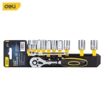 Deli 12 Piece Metric Socket Wrench Set, Alloy Steel, Yellow and Black - Deli