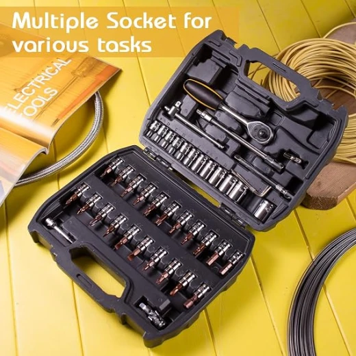 Deli 45 Piece Socket Set 1/4 Inch Drive CRV Steel for Auto Repair - Deli - Image 2