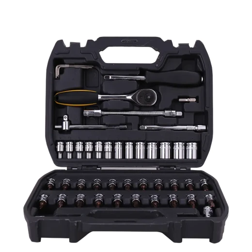 Deli 45 Piece Socket Set 1/4 Inch Drive CRV Steel for Auto Repair Deli 45 Piece Socket Set 1/4 Inch Drive CRV Steel for Auto Repair