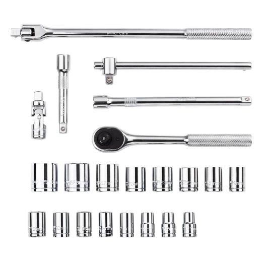 Deli 24 Piece 1/2 Inch Socket Set Cr V Steel, 10mm 32mm, Ratchet Wrench - Deli - Image 2