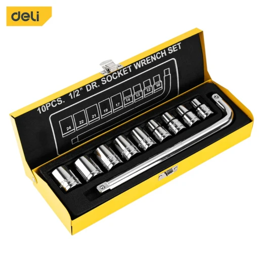 Deli Socket Set 10 Piece 1/4 Inch Cr V Steel Automotive Repair Kit Deli Socket Set 10 Piece 1/4 Inch Cr V Steel Automotive Repair Kit