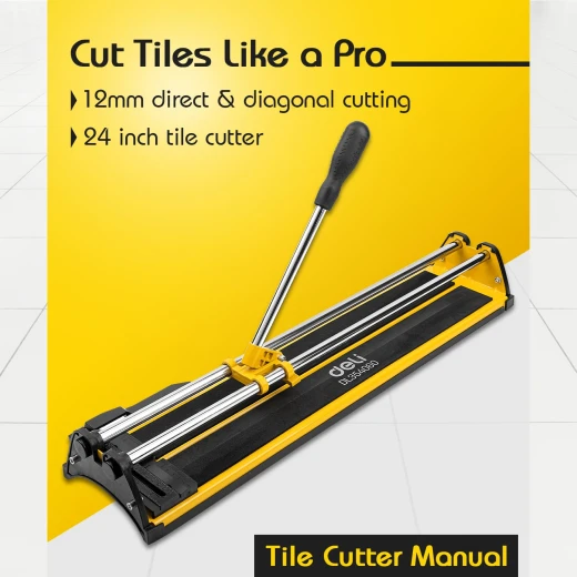 Deli 24 Inch Manual Tile Cutter, 12mm Cutting, Porcelain and Ceramic Tile - Deli - Image 2