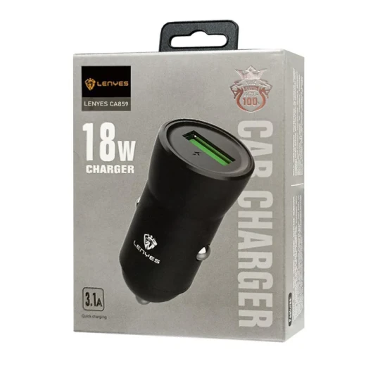 شاحن سيارة LENYES CA859+V8 أسود شحن سريع 18 واط مع كابل Micro USB - لينيس - Image 2