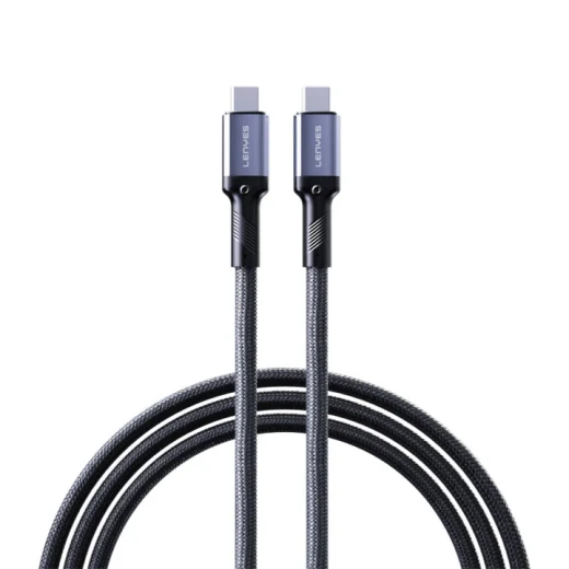كيبل شحن سريع مضفر LENYES LC509 USB-C إلى USB-C بقوة 5 أمبير كحد أقصى بطول 1 متر أسود - لينيس - Image 2